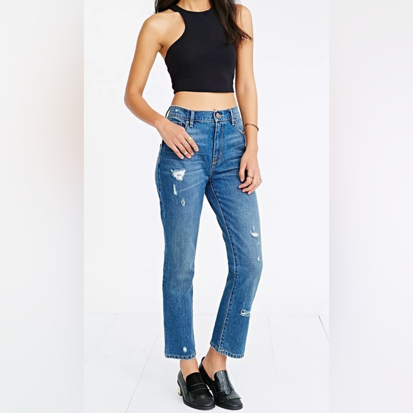 BDG Denim - BDG Urban Outfitters High Rise Ankle Kicker Distressed Blue Jeans Size 24